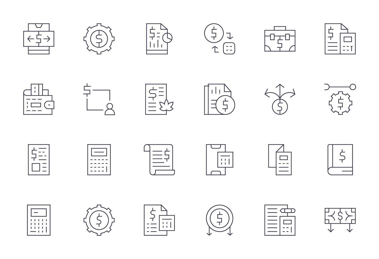 24 Expense Pixel Optimized Icons in High Resolution Thin Line Aesthetic vector