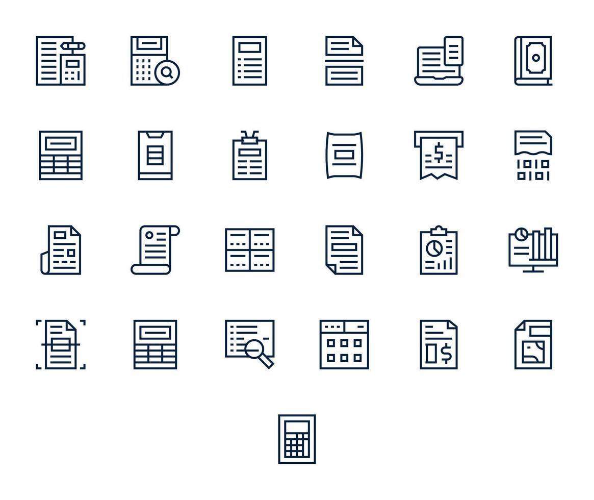 25 Regular Line Detail Enhanced Icons tailored for Spreadsheet 256x256 interface vector