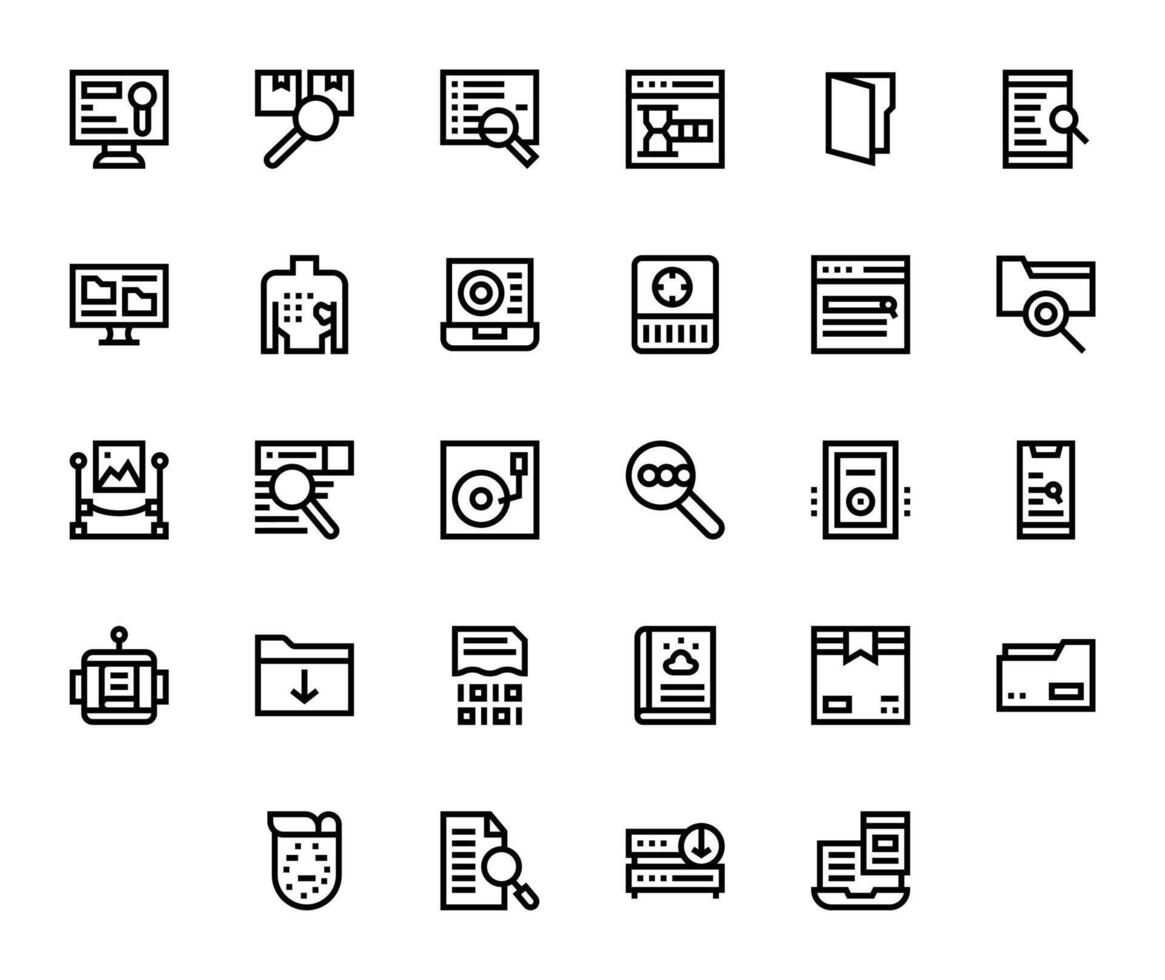 28 Icons for Retrieve optimized in Display Perfect High Resolution Bold Line resolution vector