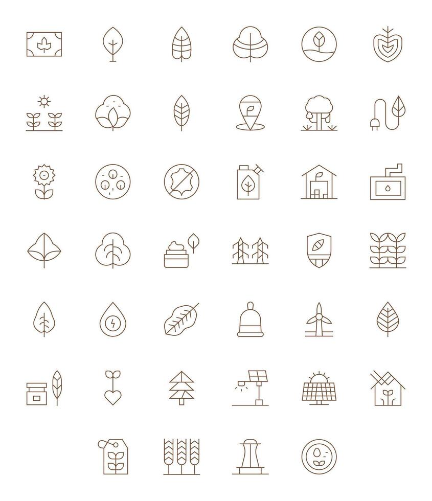 Sustainable Pixel Optimized Set with 40 128x128 Thin Line Icons vector