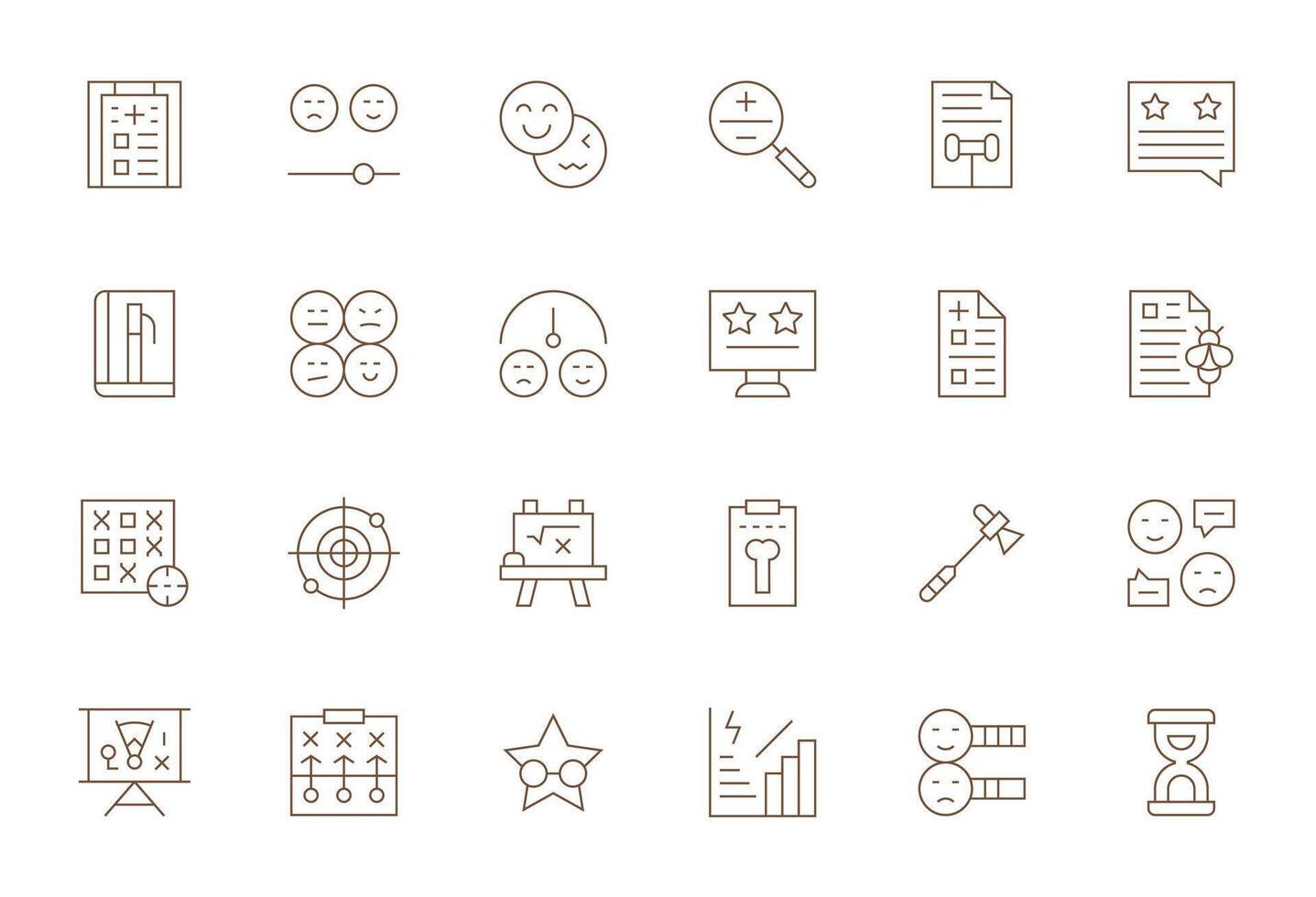 Assessment Icon Repository containing 24 Thin Line 64x64 PIXEL Perfect graphics vector