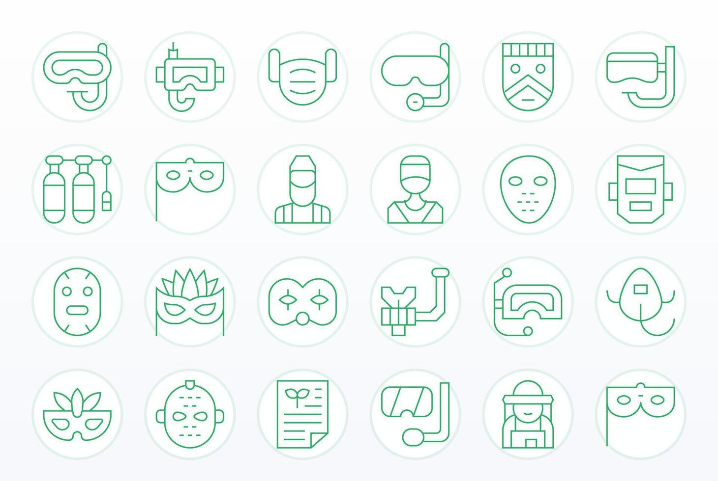Mask Icon Set with 24 Thin Line 64x64 Display Perfect Graphics vector