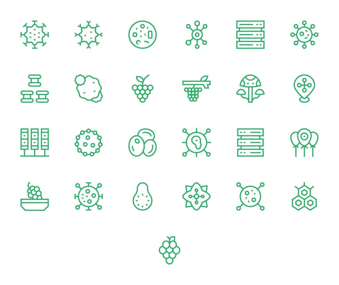 Regular Line Style Cluster Icons with 25 High Resolution Detail Enhanced Designs vector