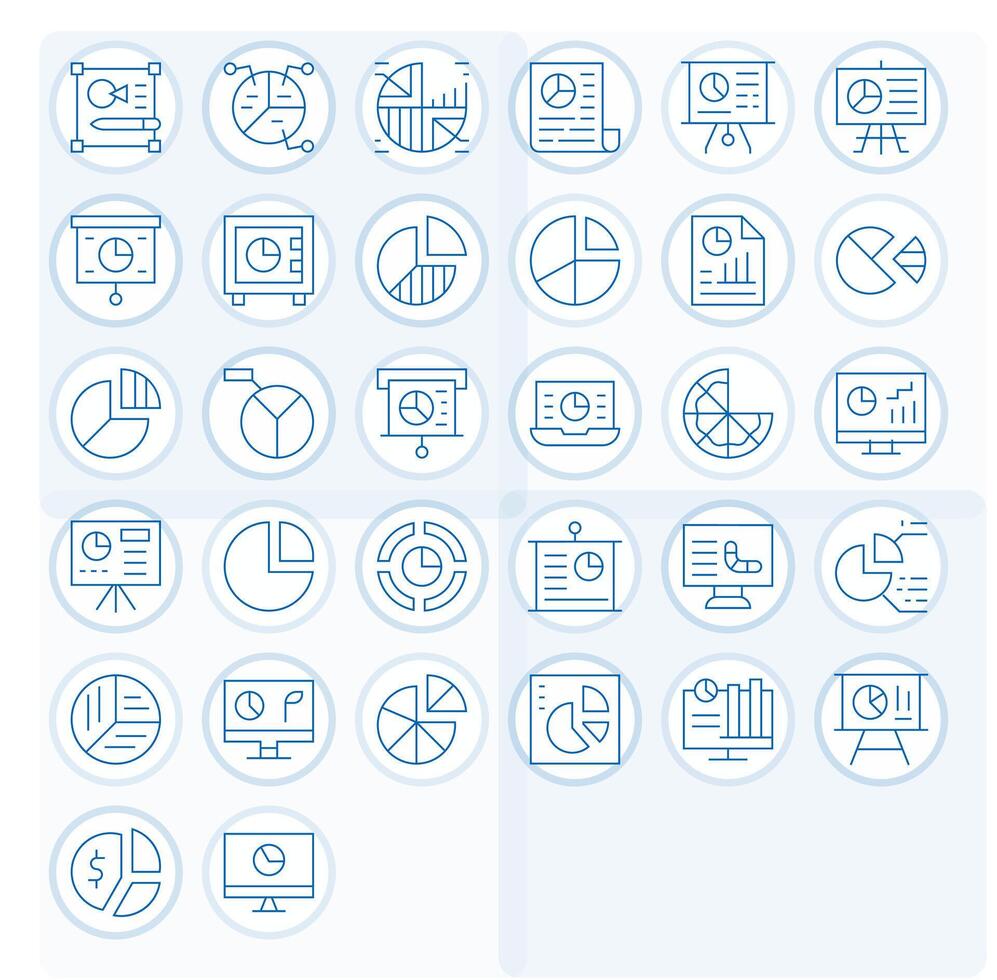 32 Thin Line Icons from Pie Chart in Retina Ready Display Perfect Quality vector