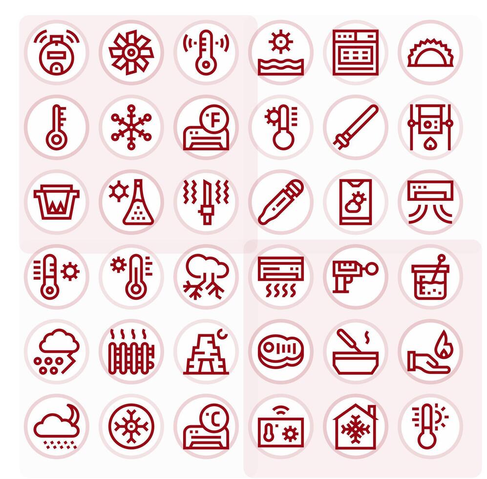 36 Pixel Optimized Bold Line Icons designed for Temperature Interface vector