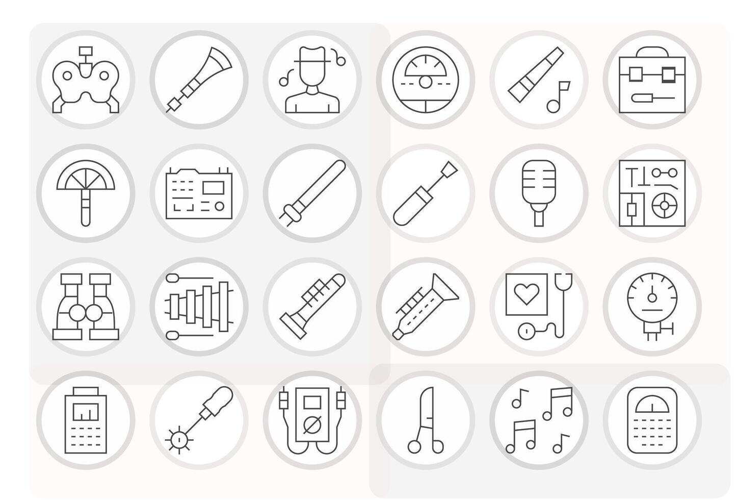 Instrument Icon Toolkit featuring 24 PIXEL Perfect 128x128 Thin Line elements vector