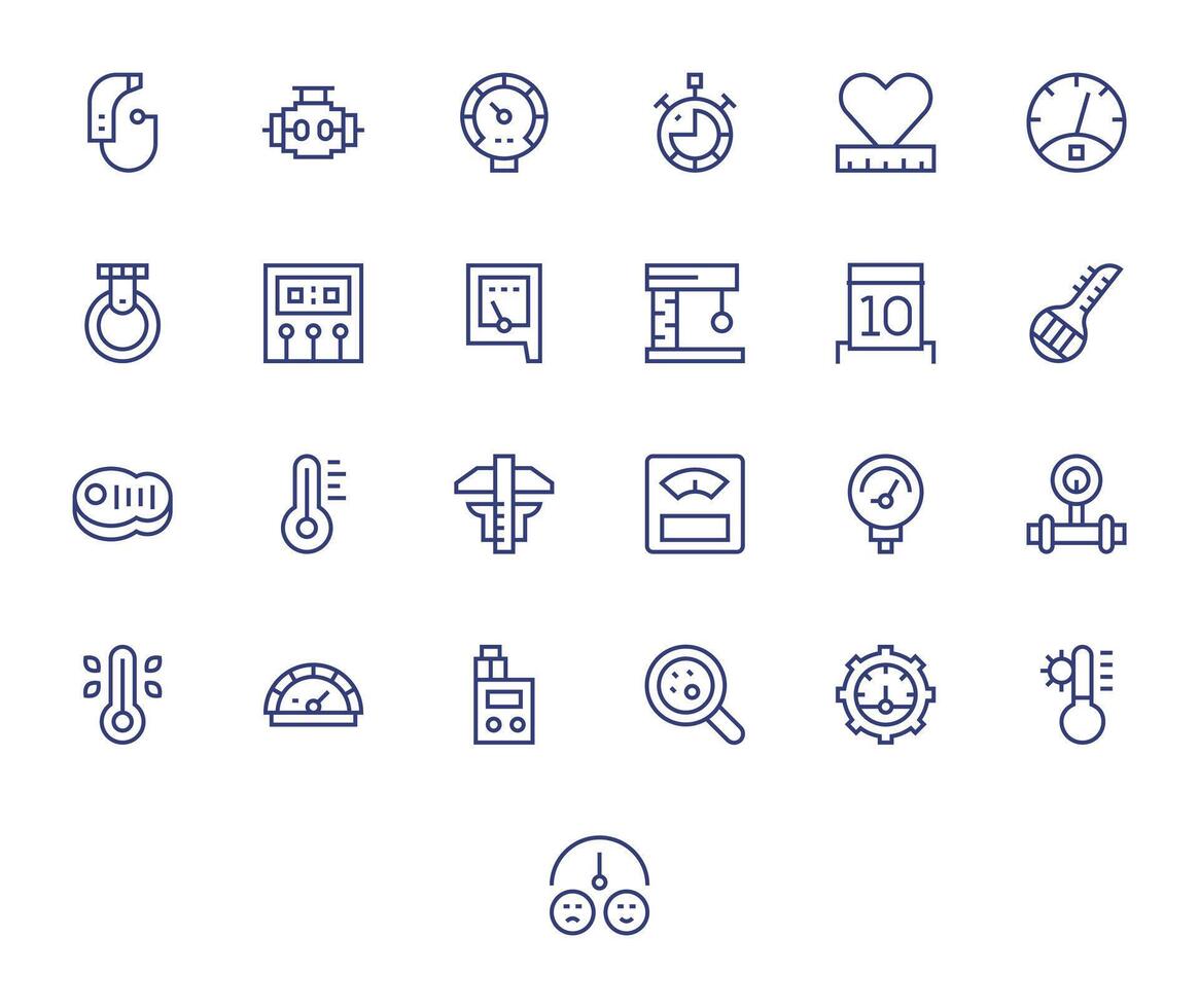 Gauge Icon Set with 25 Regular Line Retina Ready Pixel Optimized Graphics vector