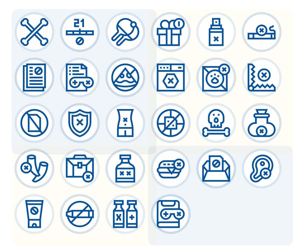 28 Pixel Aligned Bold Line Icons from Not Allowed Collection vector