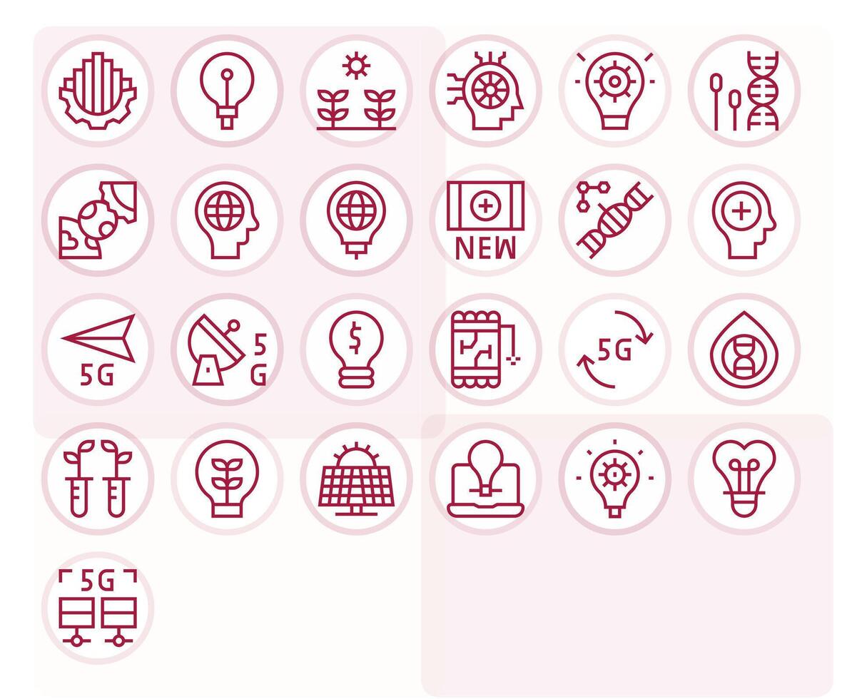 Innovation Scalable Set featuring 25 Pixel Optimized Regular Line Retina Ready Icons vector