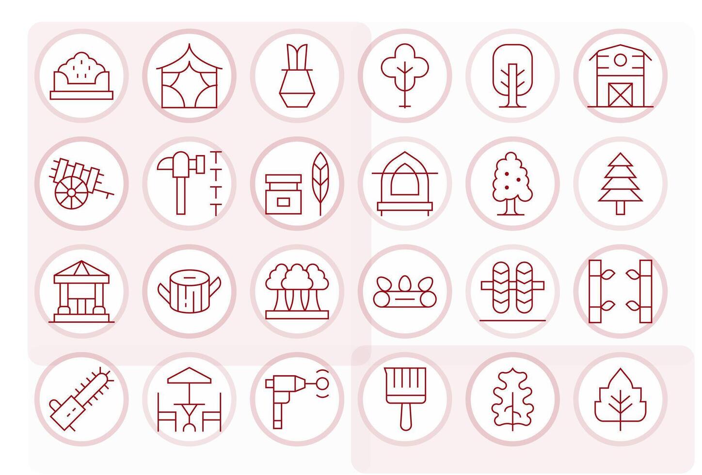 24 Thin Line Icons from Wood in 128x128 Pixel Optimized Quality vector