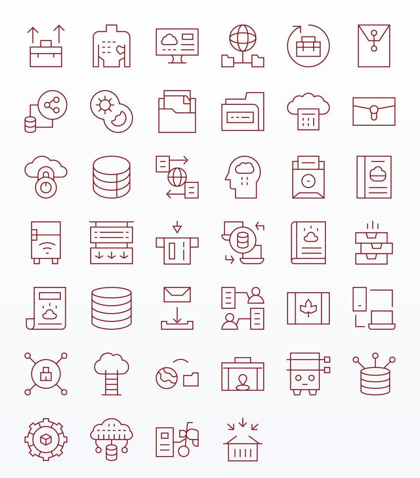 40 Thin Line Icons designed for Cloud Storage in 64x64 Display Perfect format vector