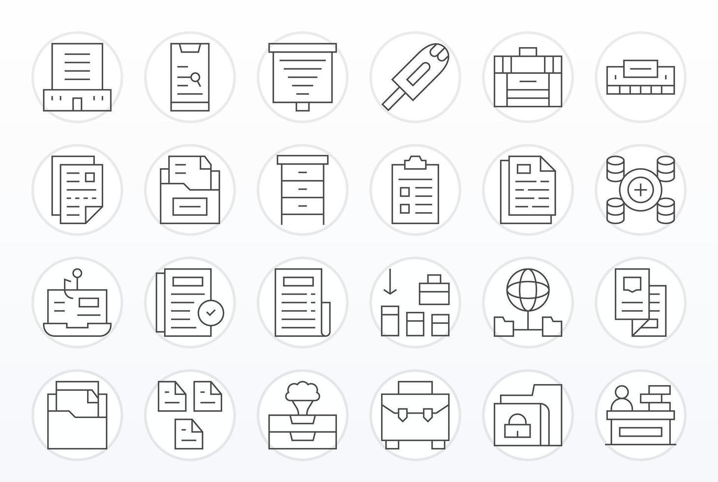 Files Icon Set with 24 Thin Line High Resolution Pixel Aligned Graphics vector