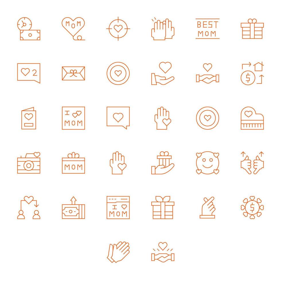 32 Thin Line Grid Fitted Icons tailored for Appreciation 256x256 interface vector