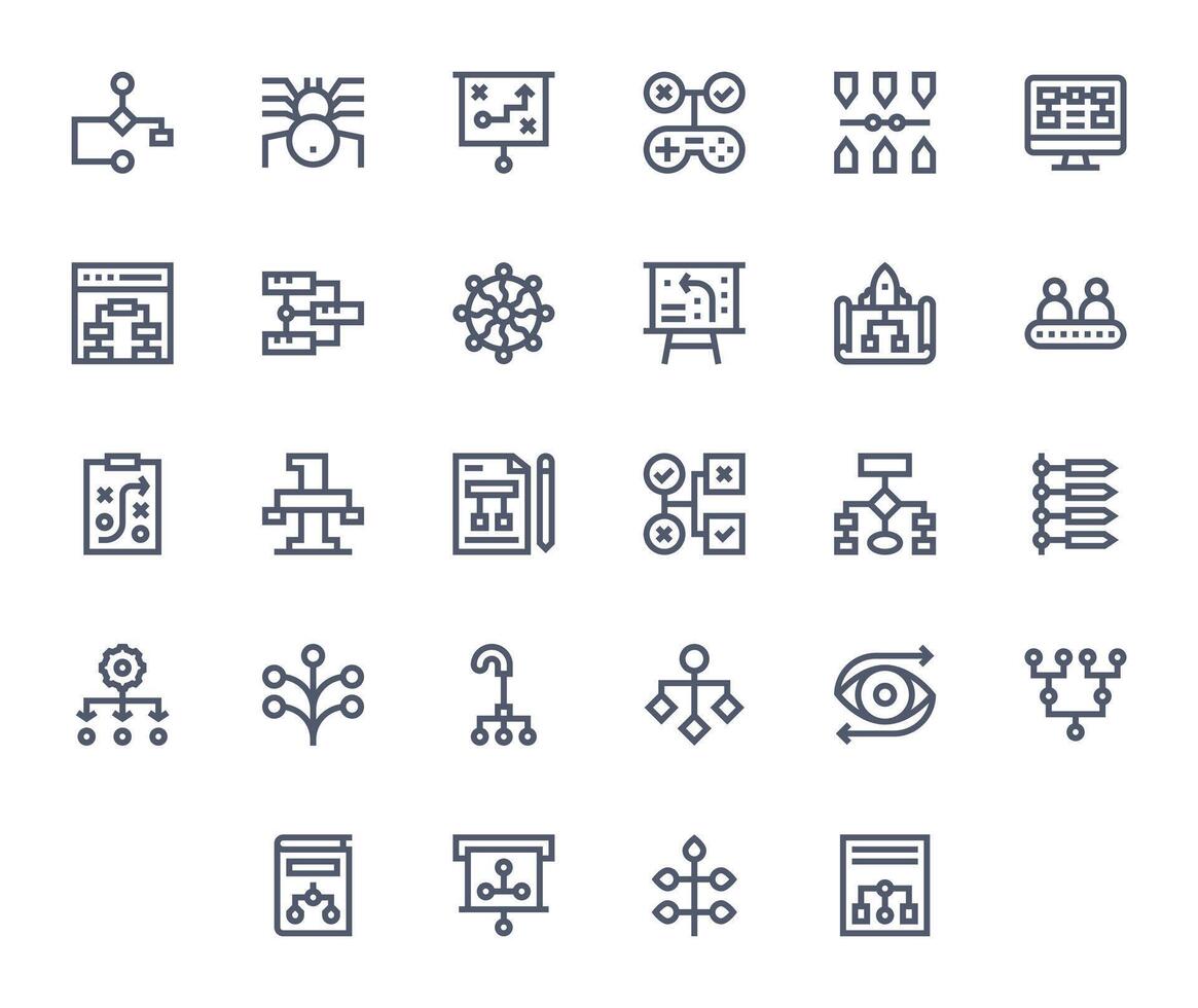 Bold Line Grid Fitted Icons from Flowchart Set with 28 High Resolution Icons vector