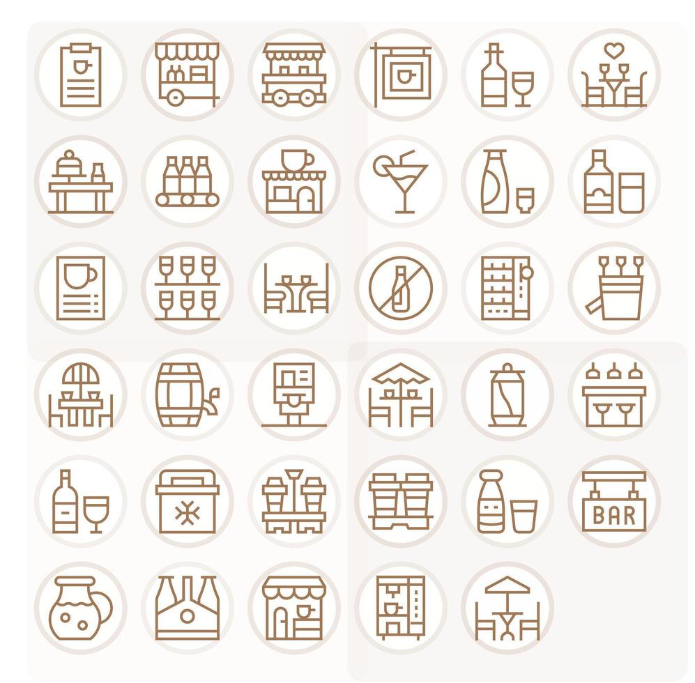 Drinks Icon Set with 35 Regular Line High Resolution Pixel Aligned Graphics vector