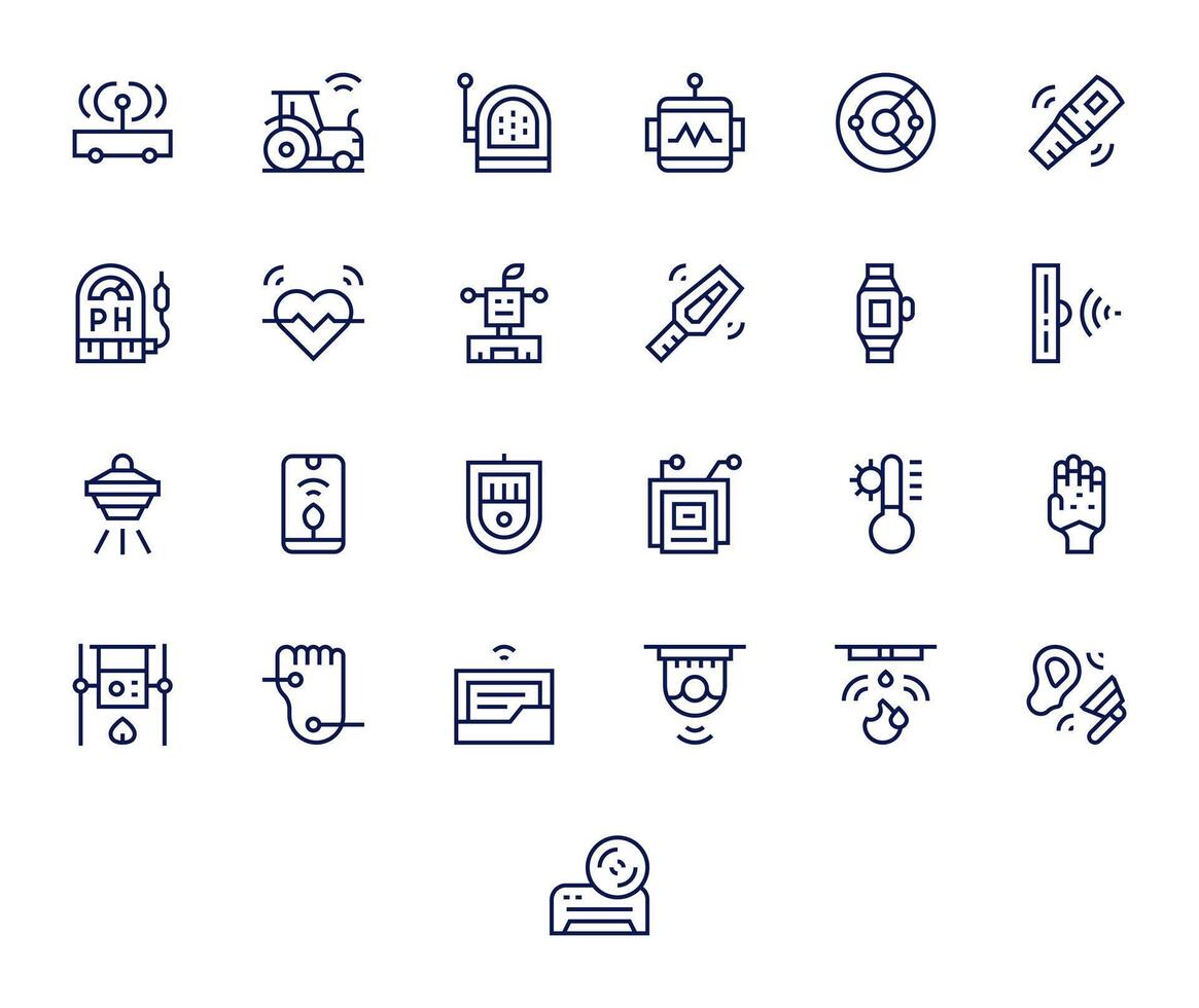 25 regular línea monitor Perfecto íconos para sensor gráficos vector