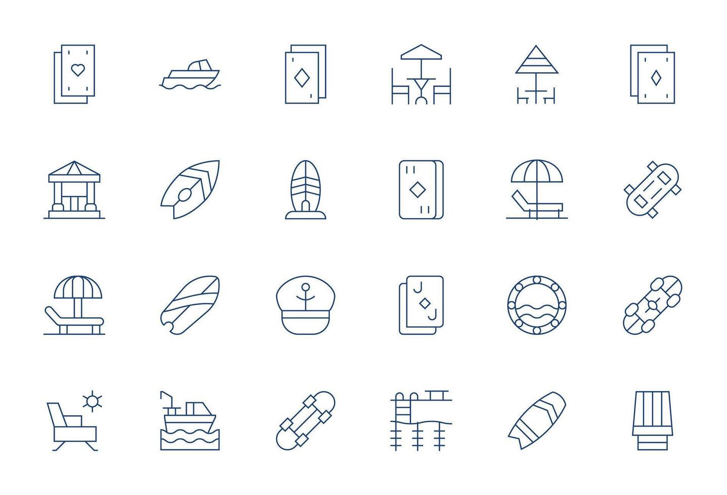 24 Pixel Aligned Thin Line Icons designed for Deck Interface vector