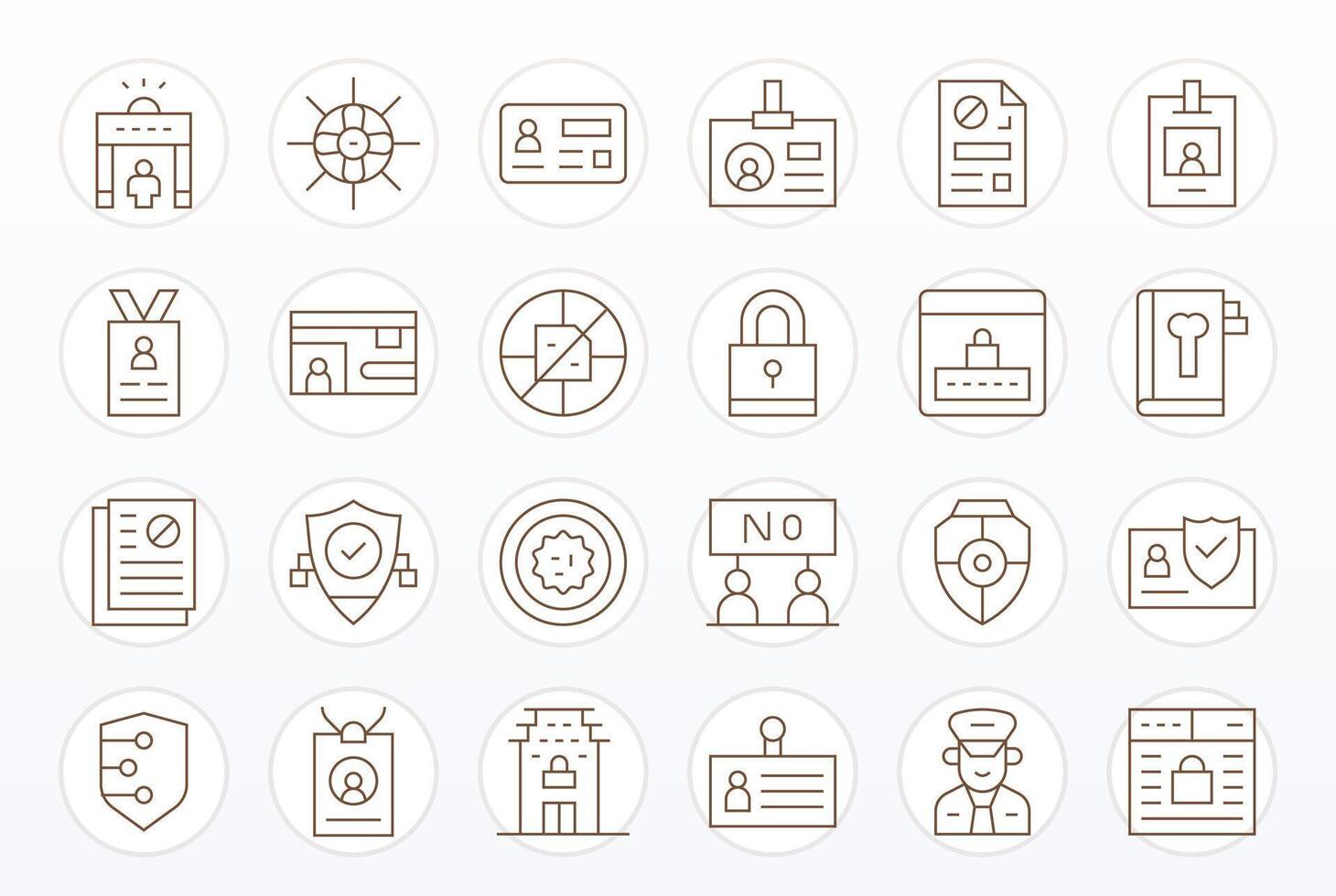 24 Retina Ready Display Perfect Icons for Access Control in Thin Line Theme vector