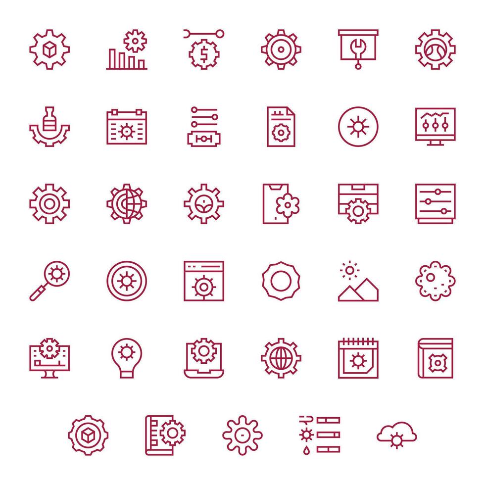 35 Regular Line Editable Icons for Adjustments Graphics vector