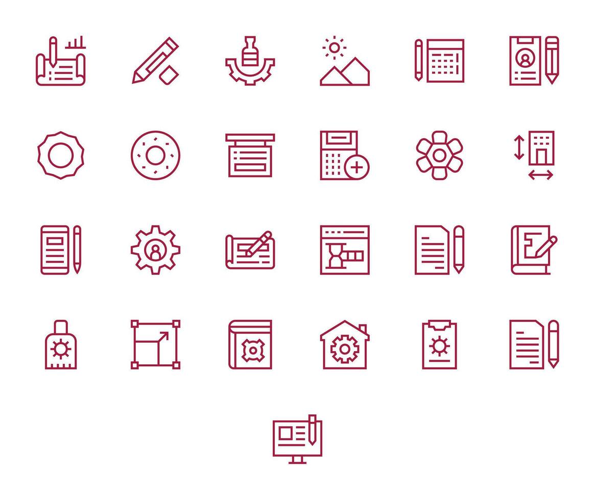 Modify Icon Library with 25 Regular Line 64x64 Editable Designs vector