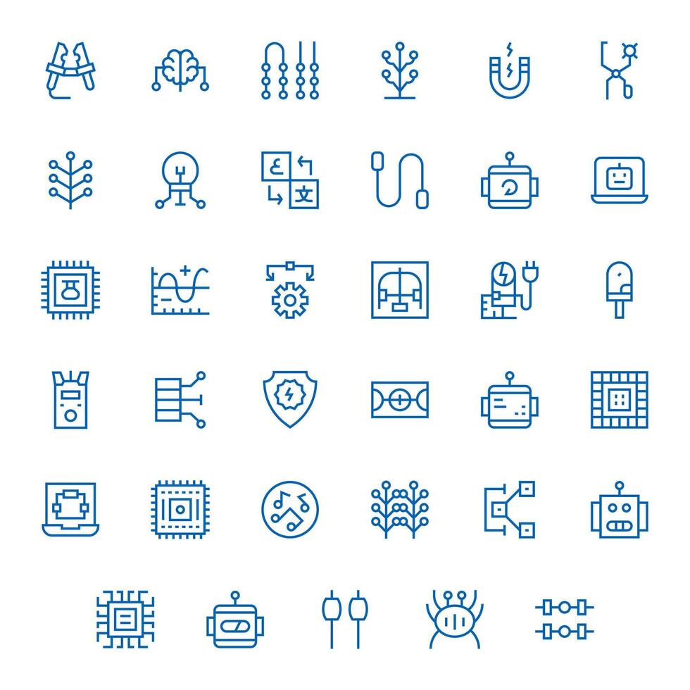 circuito icono caja de herramientas presentando 35 píxel alineado 128x128 regular línea elementos vector