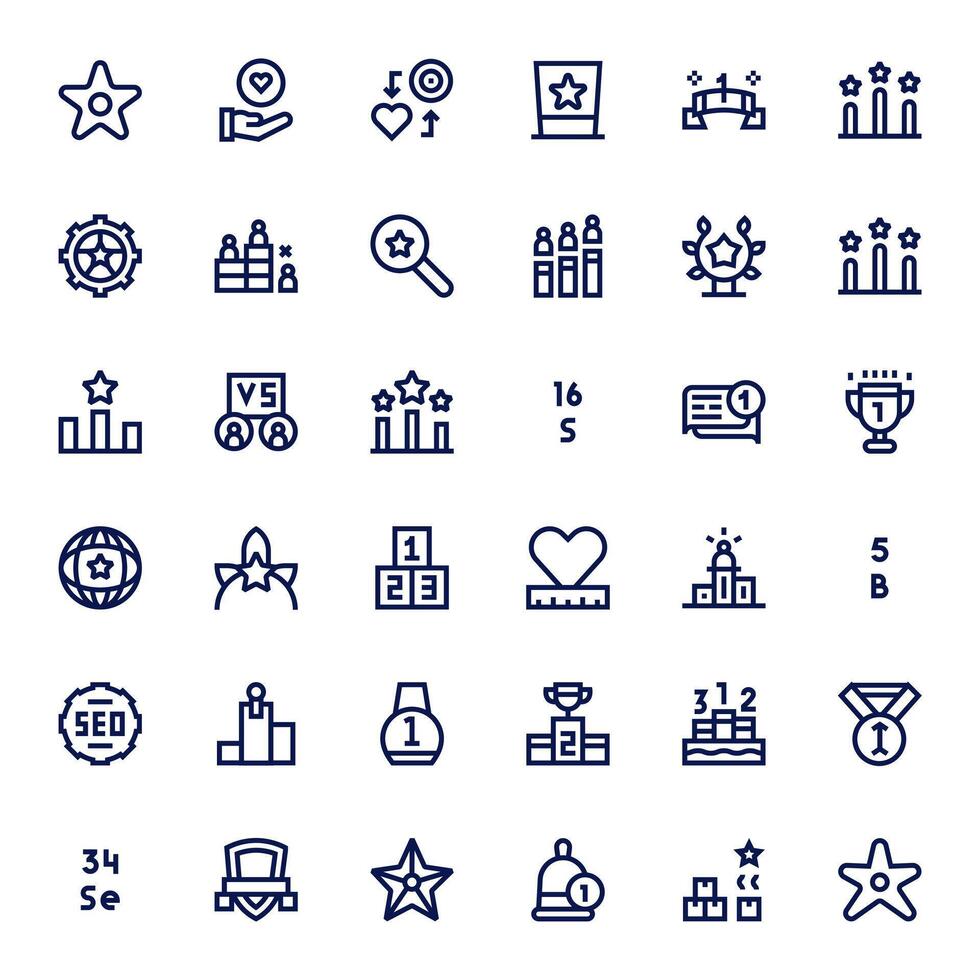 Ranking Graphics featuring 36 Bold Line Pixel Optimized High Resolution Designs vector