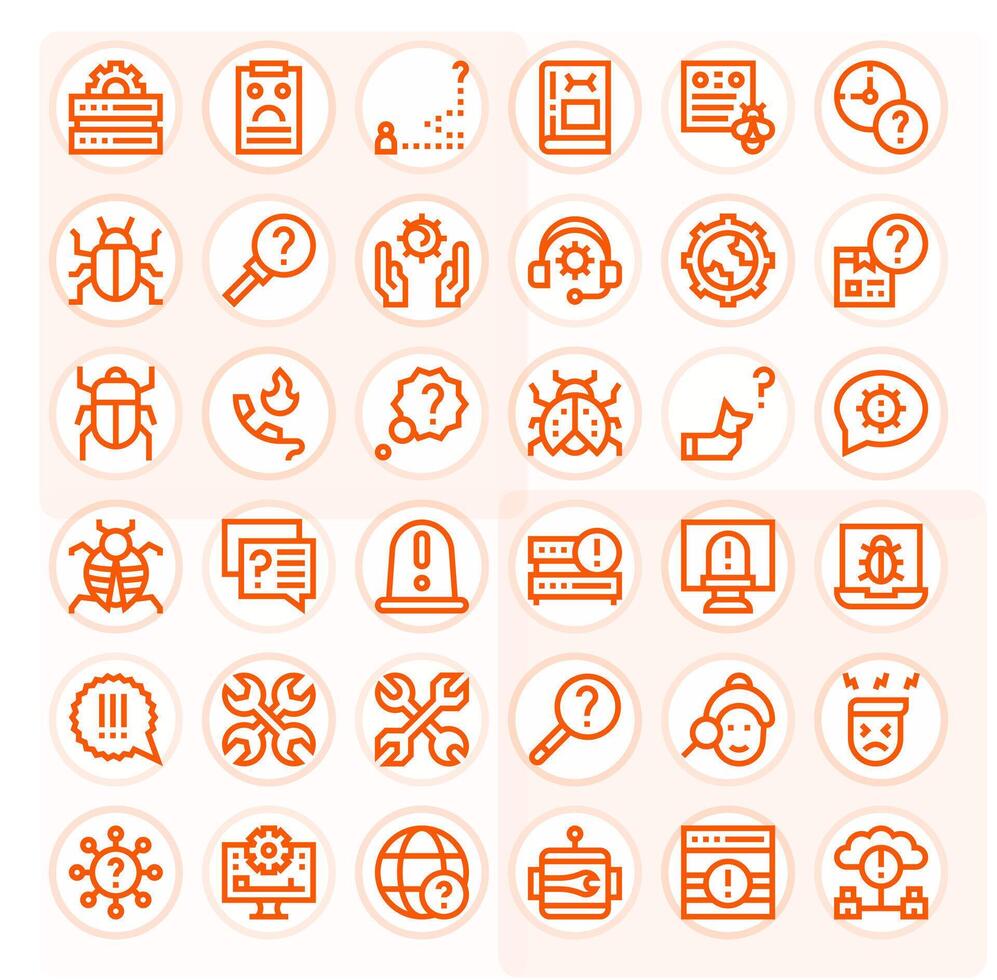 Troubleshooting Complete Package with 36 High Resolution Bold Line Display Perfect Icons vector