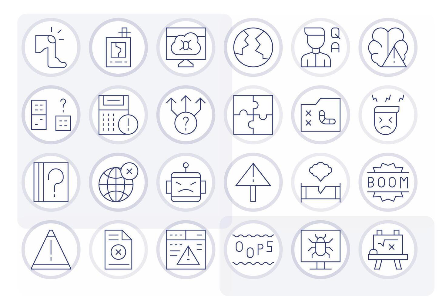 24 128x128 Icons for Problem in Editable Thin Line Format vector