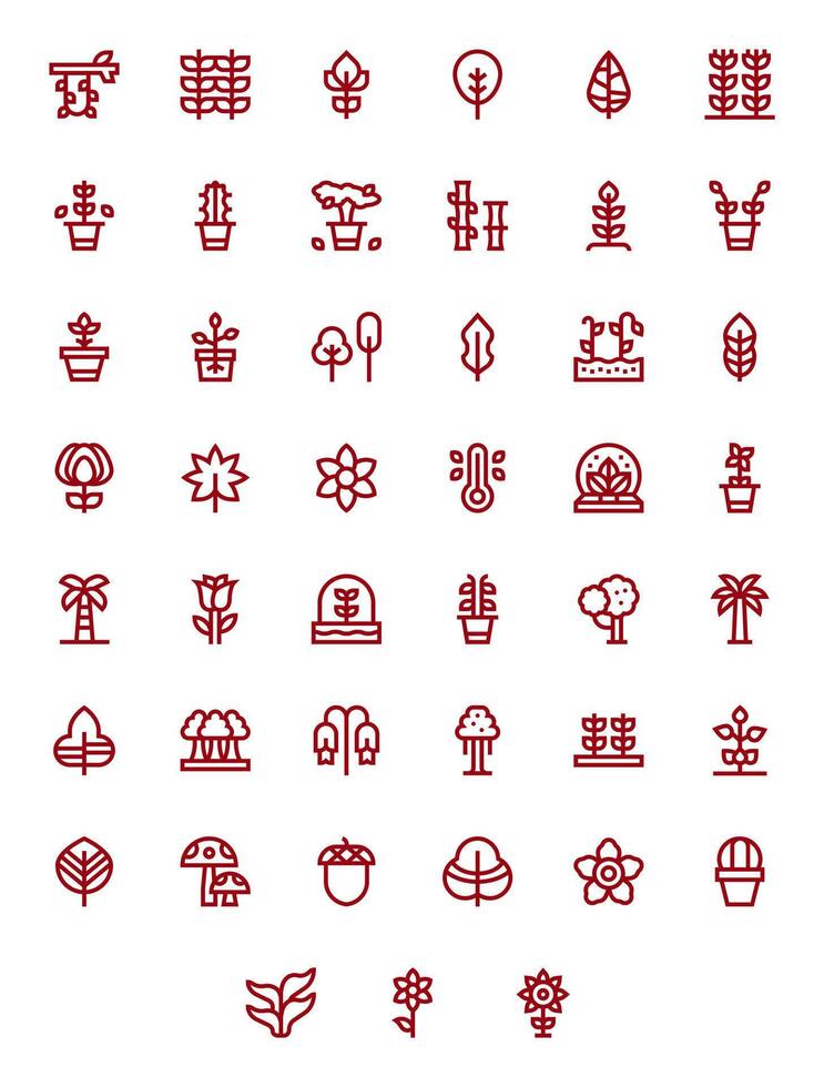 Bold Line Grid Fitted Icons from Botany Set with 45 128x128 Icons vector