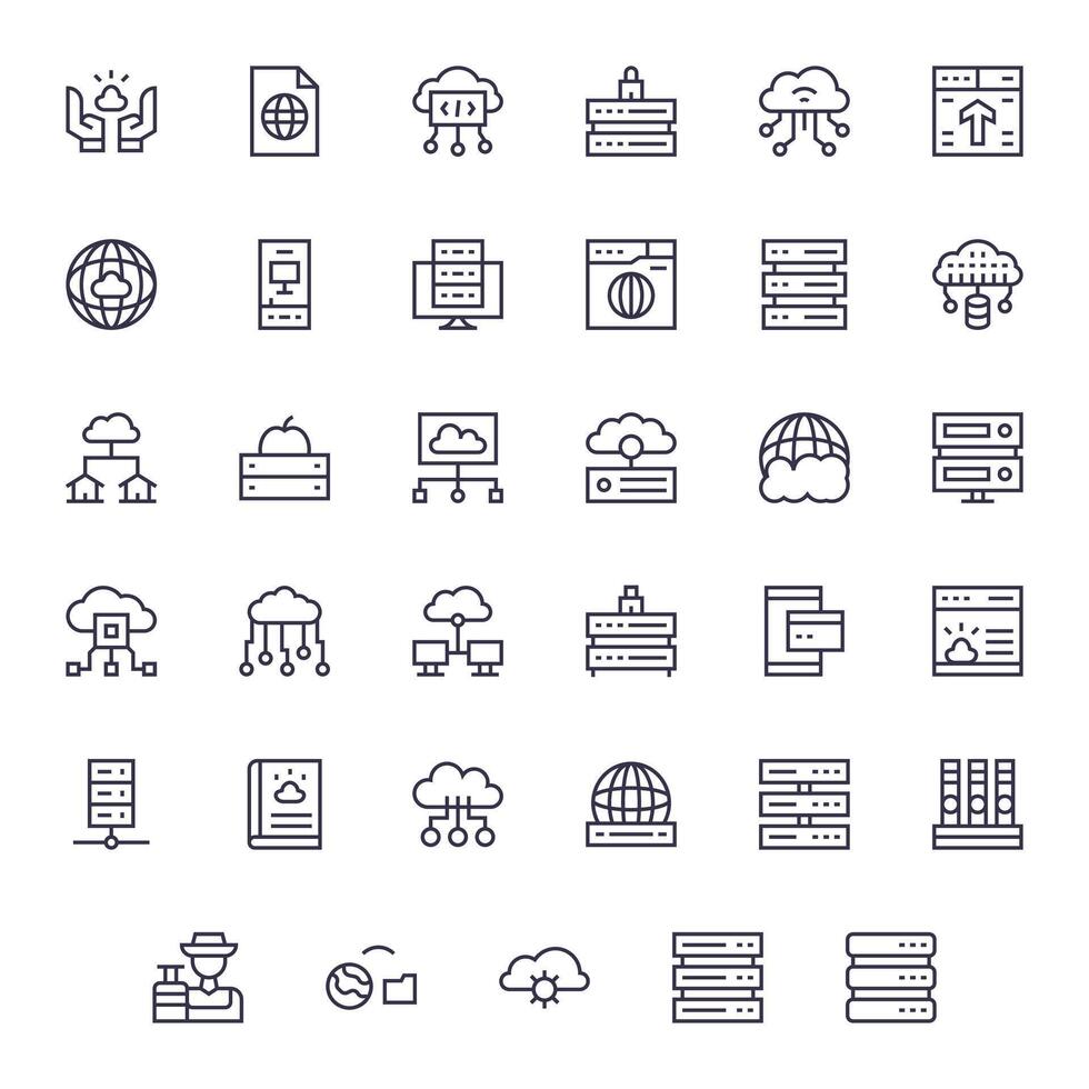 35 128x128 Icons for Hosting in Display Perfect Regular Line Format vector