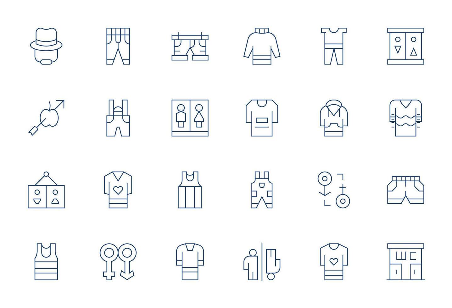unisexo alto resolución icono paquete con 24 Delgado línea píxel optimizado elementos vector