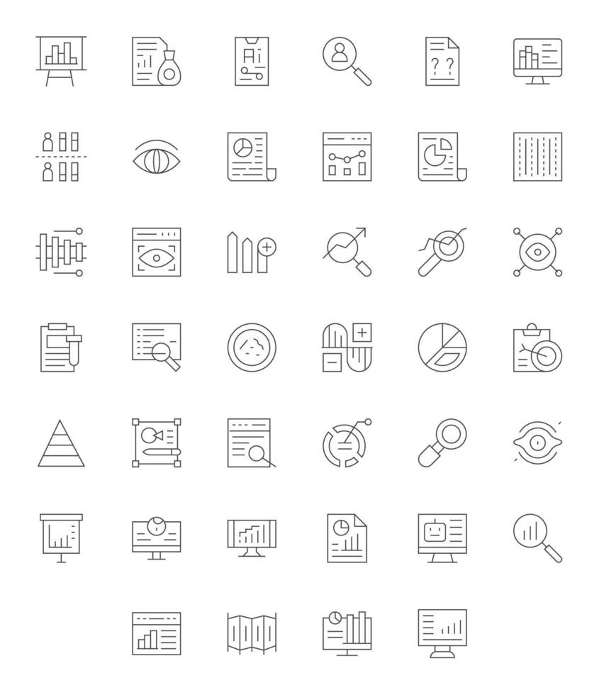 40 Thin Line Icons designed for Data Analysis in 128x128 Display Perfect format vector