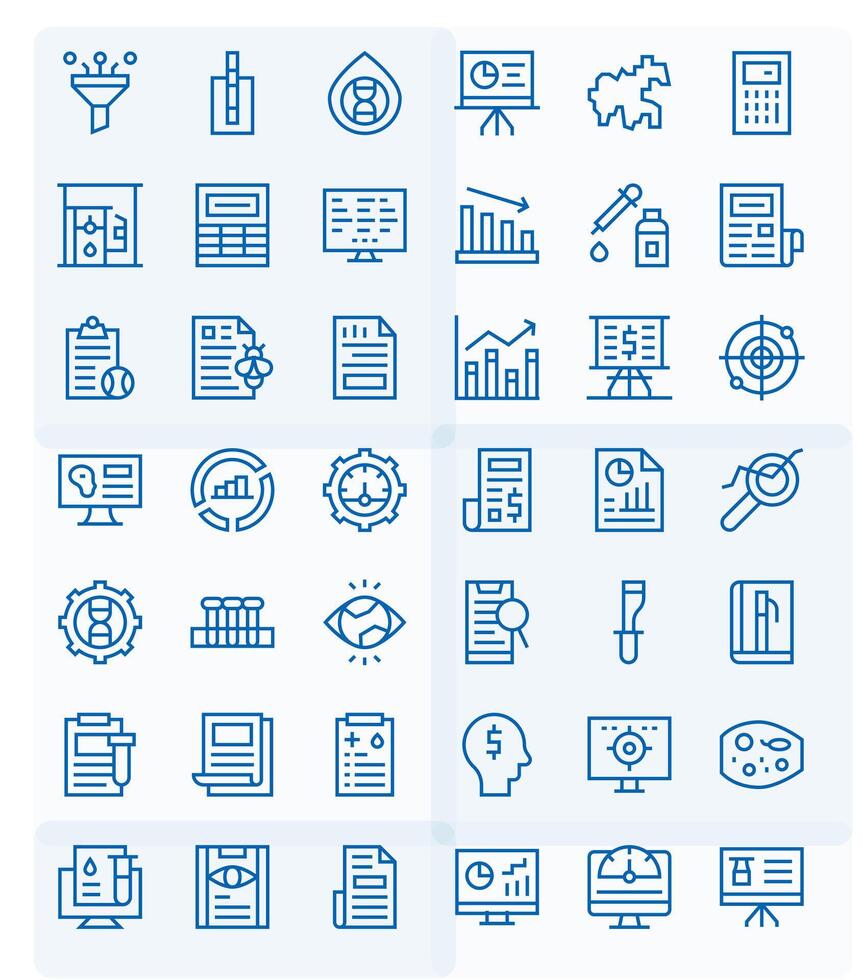 Analysis Complete Package with 42 128x128 Regular Line Pixel Optimized Icons vector