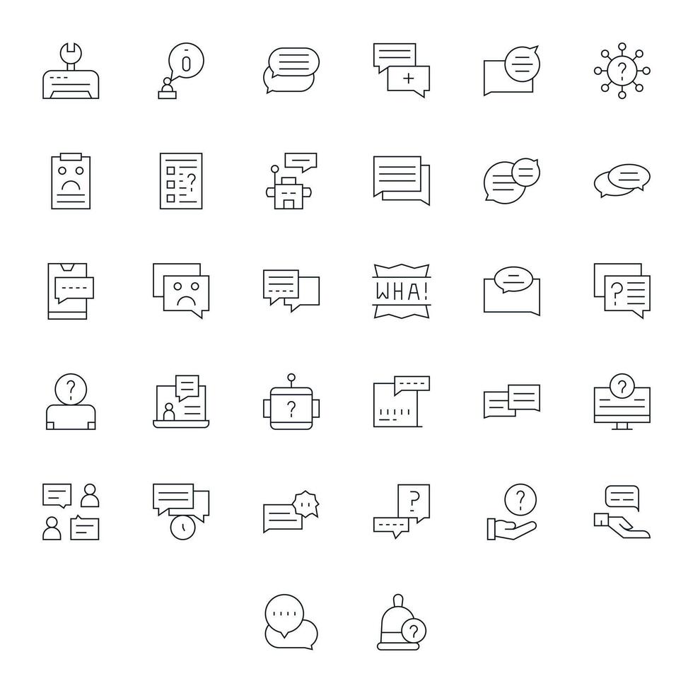 Support Request including 32 High Resolution Thin Line Illustrations vector