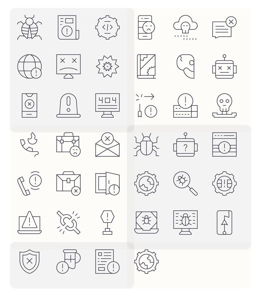 Error Modern Collection with 40 Thin Line High Resolution Pixel Optimized Icons vector