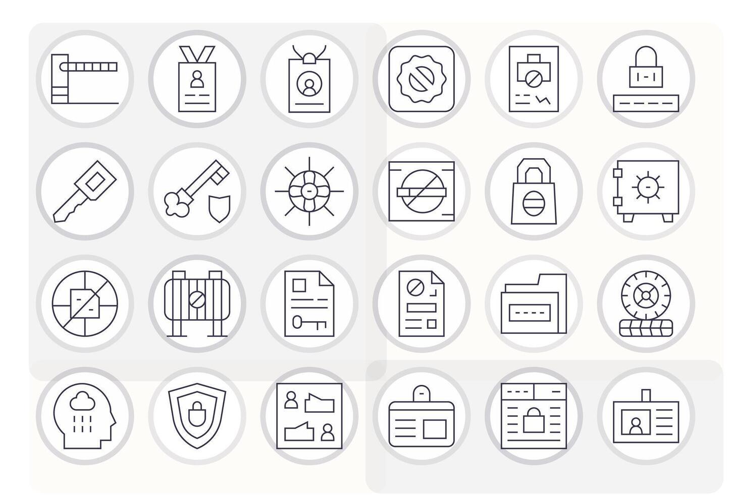 Access Control Scalable Set featuring 24 Detail Enhanced Thin Line 128x128 Icons vector