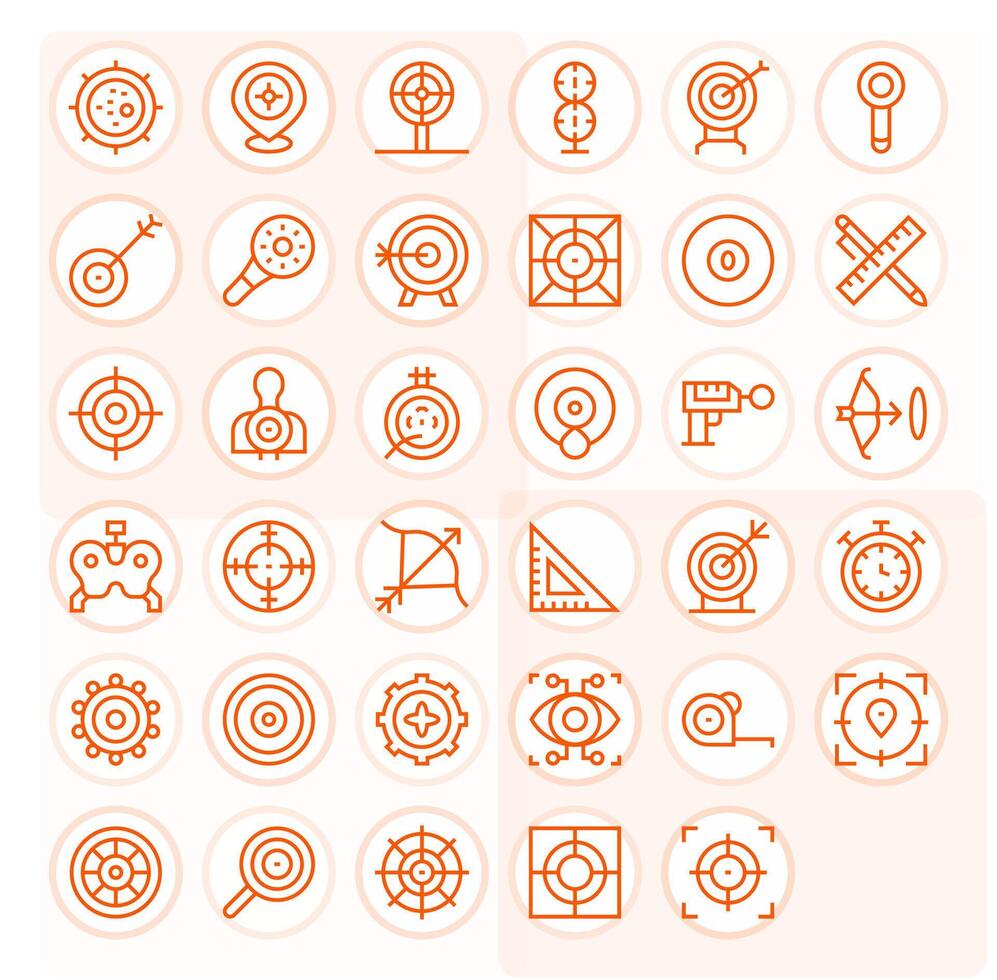 Accuracy Graphics Pack including 35 Regular Line High Resolution Display Perfect Icons vector
