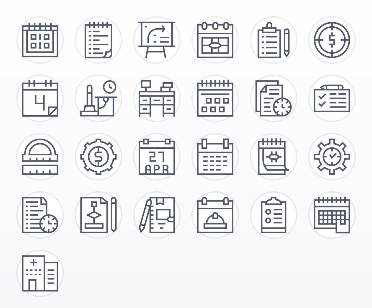 25 Display Perfect Regular Line Icons designed for Planning Interface vector