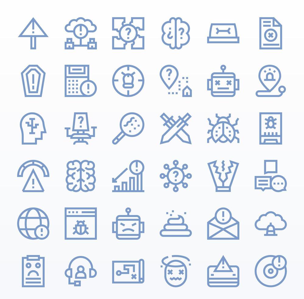 Problem Icon Toolkit featuring 36 Editable 64x64 Bold Line elements vector