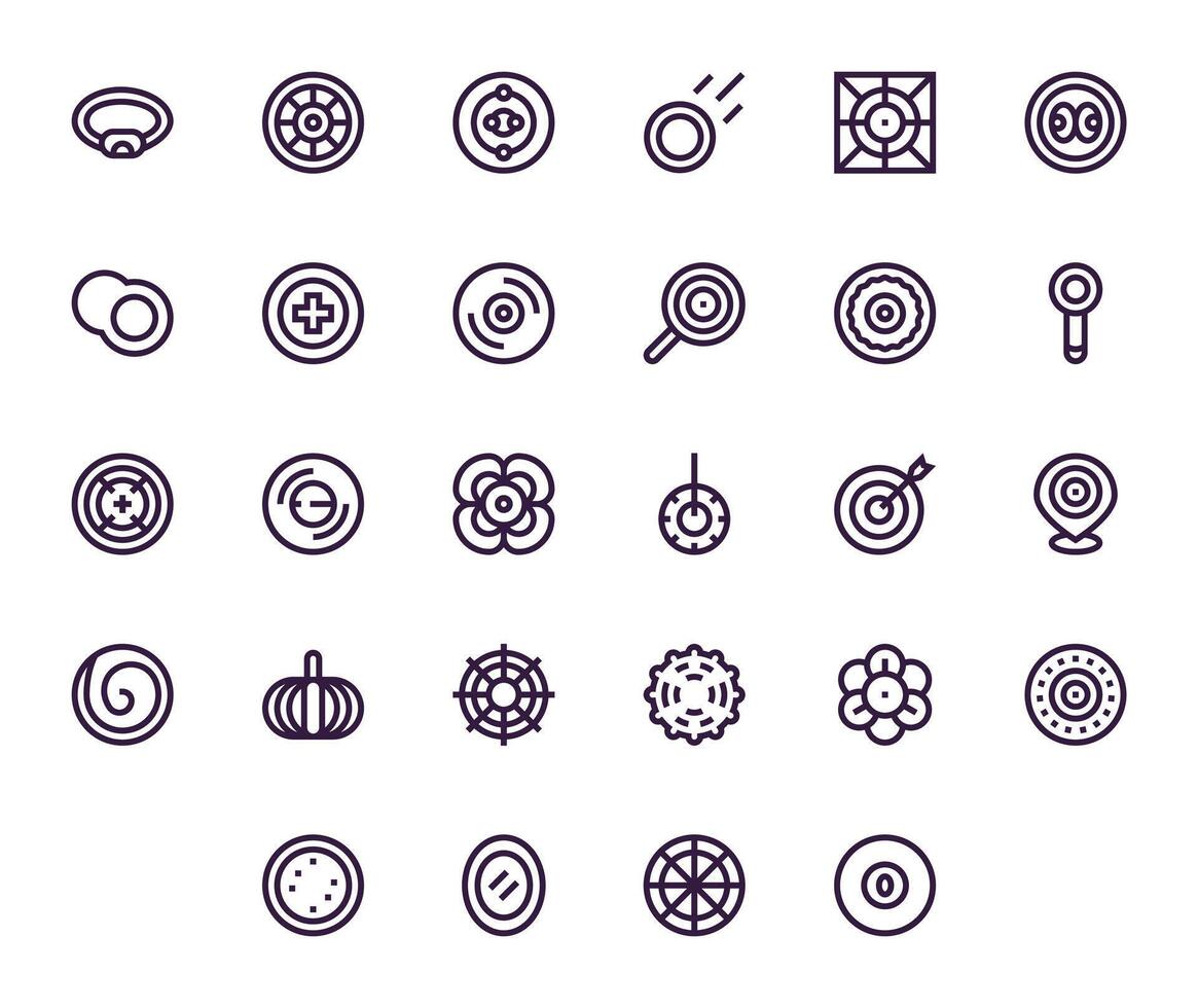28 High Resolution Bold Line PIXEL Perfect Icons for Concentric Projects vector