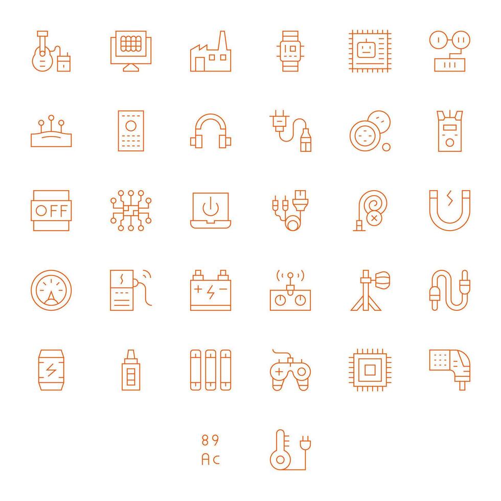 Electronics featuring 32 128x128 Icons in Thin Line Design vector