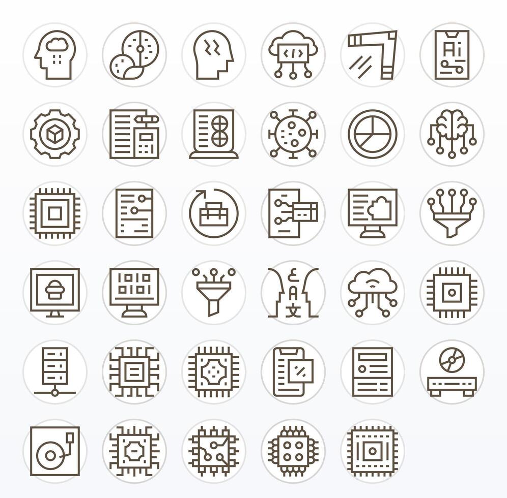 Data Processing Comprehensive Bundle with 35 Grid Fitted Regular Line 256x256 Icons vector