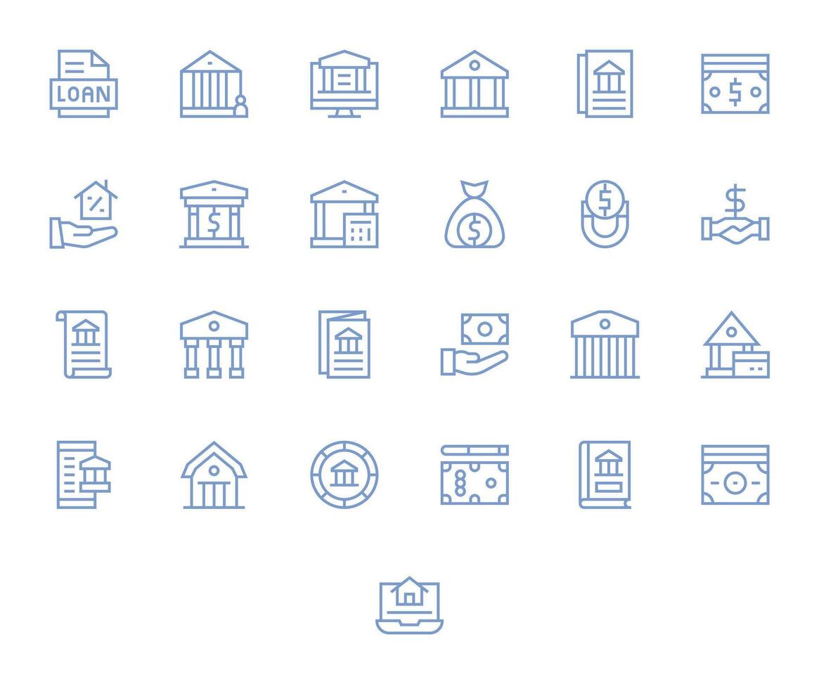 25 Icons for Loan optimized in Detail Enhanced 256x256 Regular Line resolution vector