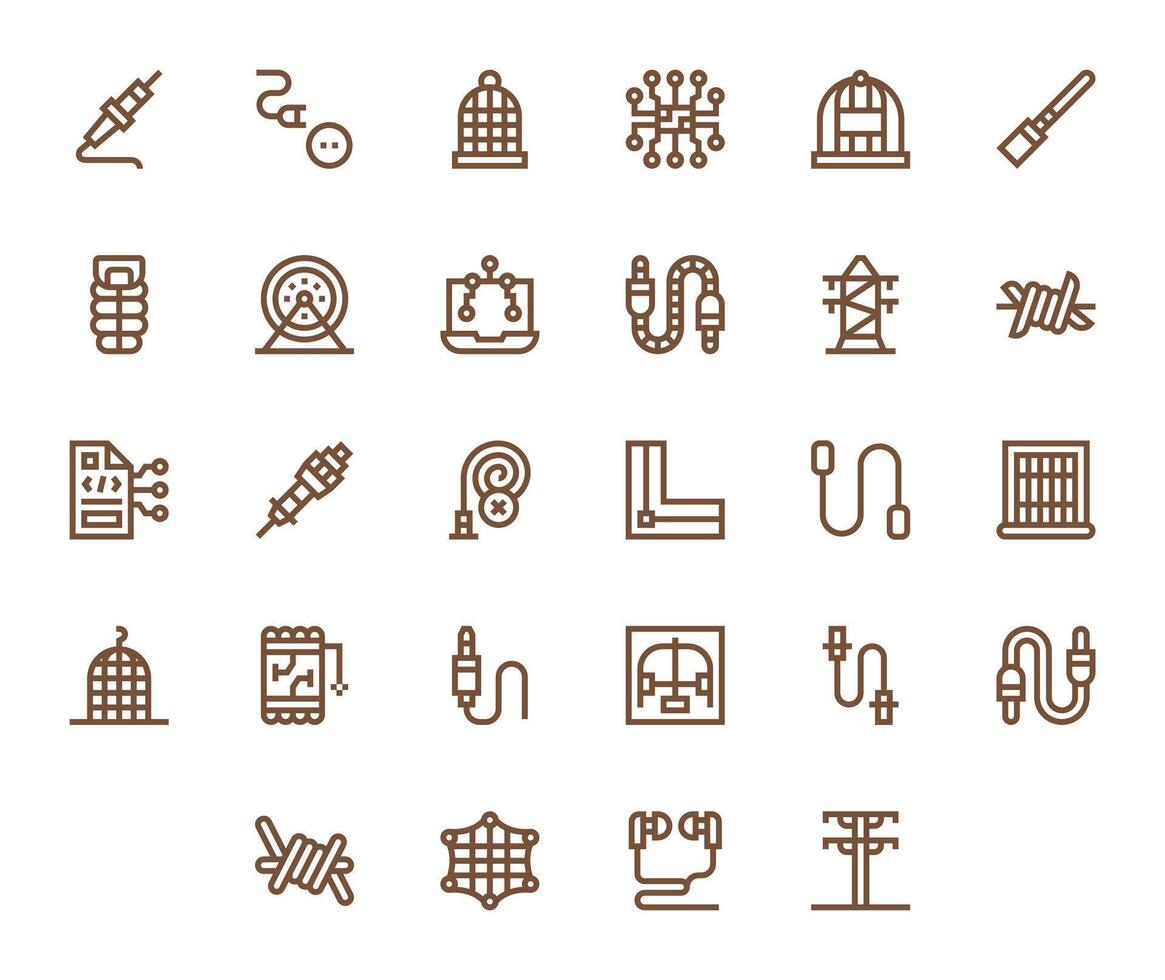 Wire Comprehensive Bundle with 28 Display Perfect Bold Line 256x256 Icons vector