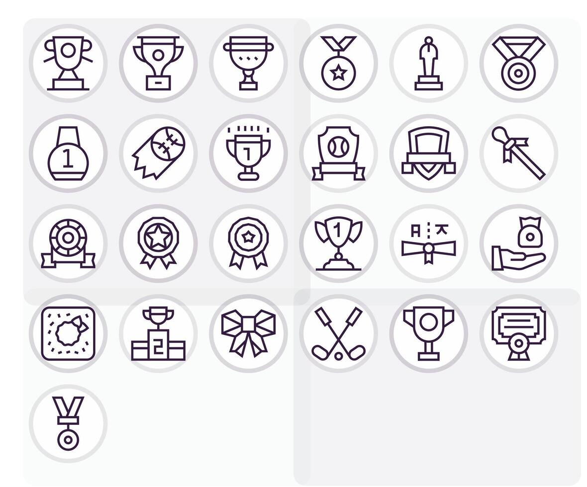 Trophy Icon Set with 25 Regular Line High Resolution Detail Enhanced Graphics vector