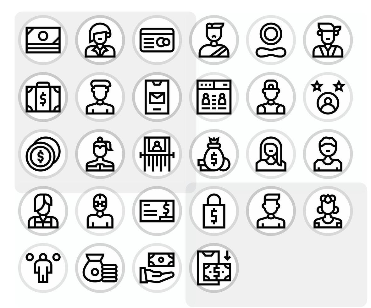 Account Icon Library with 28 Bold Line 256x256 Pixel Optimized Designs vector