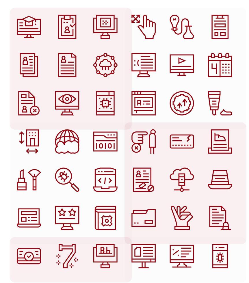 Application Digital Pack containing 42 Pixel Aligned Regular Line 256x256 Icons vector