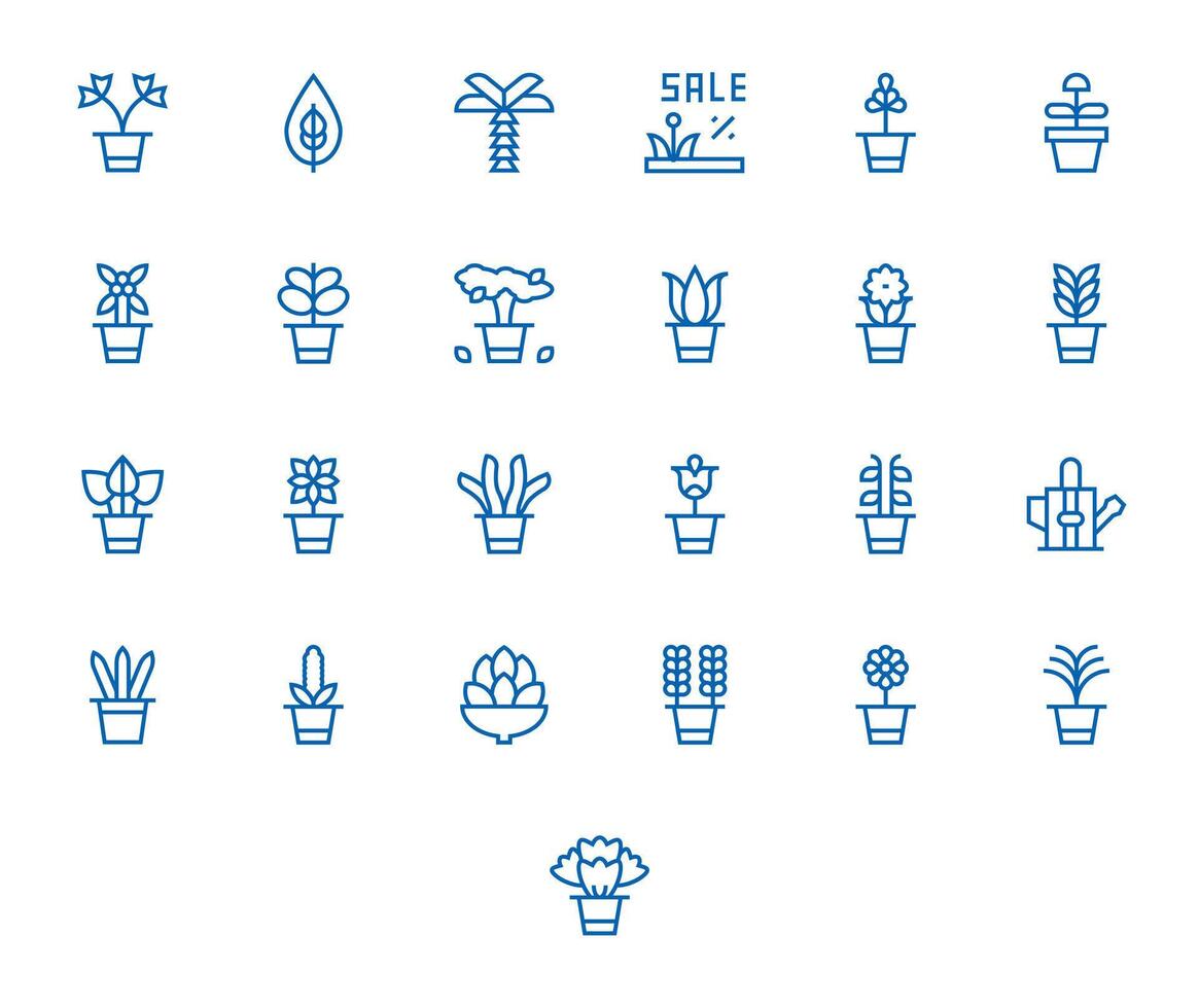 25 Regular Line Grid Fitted High Resolution Icons from Greenery Suite vector