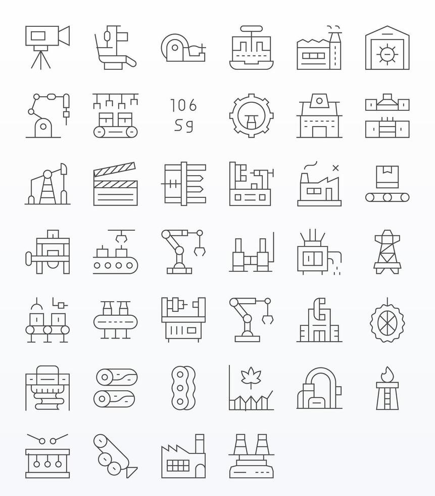 Production Scalable Set featuring 40 Grid Fitted Thin Line 128x128 Icons vector
