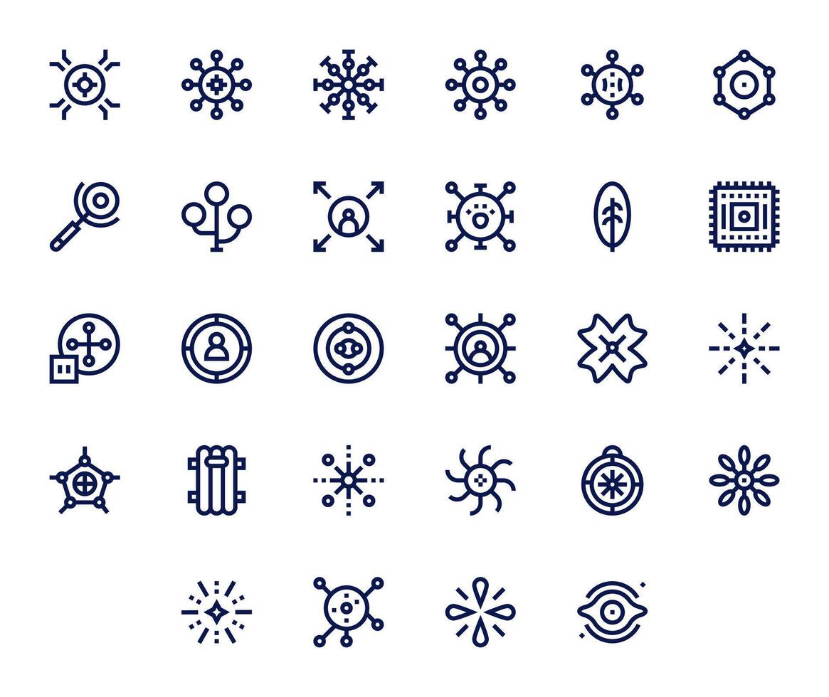Central Modern Collection with 28 Bold Line High Resolution Pixel Optimized Icons vector